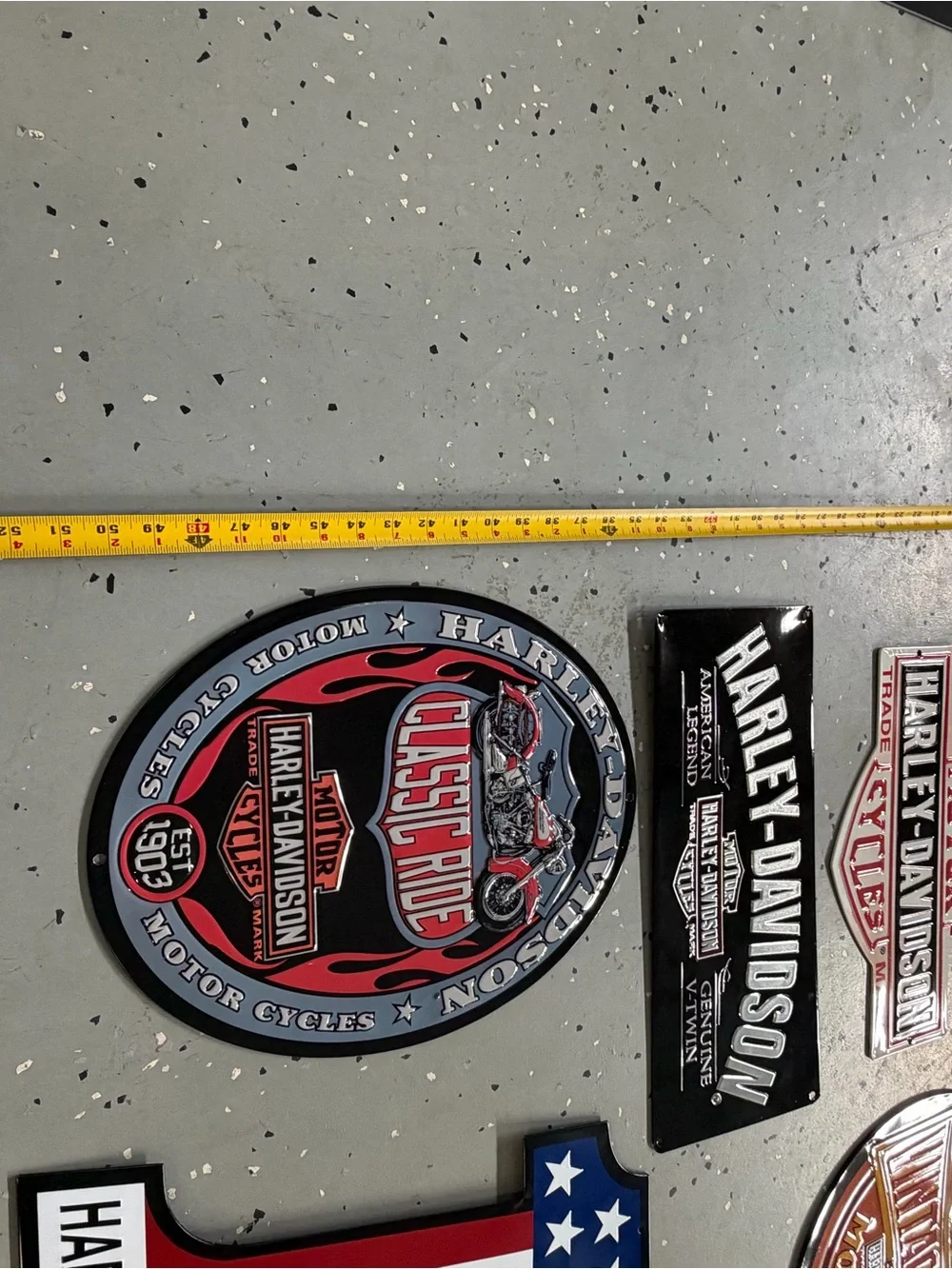 Harley-Davidson Metal Wall Sign Lot in Black, Orange, Red, White, Blue